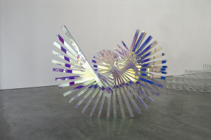 Alyson Shotz, Wavelength #2, dichoric acrylic on aluminum tube and steel, 2008.  Image courtesy of Alyson Shotz Studio.