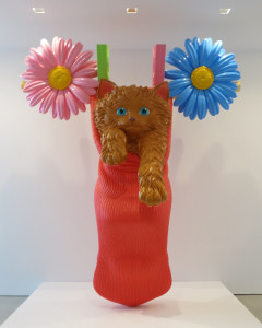 Jeff Koons, Cat on a Clothesline (Red), polyethylene, 123 x 110 x 50 inches, 1994-2001.