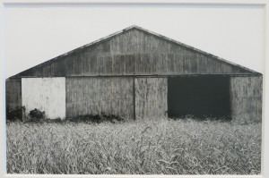 Ellsworth Kelly, Barn, Southampton, gelatin silver print, 8 ½ x 13 inches, 1968.