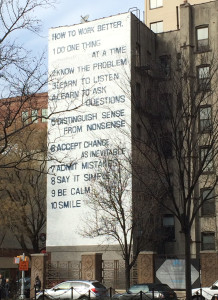 Fischli and Weiss, ‘How to Work Better’ installation view on Houston St at Mott St, March 2016.