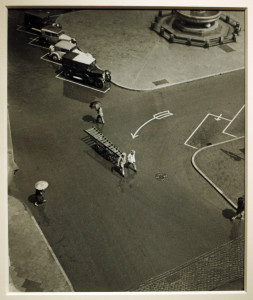 Elisabeth Hase, Untitled (street from above), vintage silver print, 9 x 7 inches, 1931.