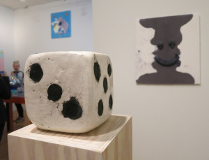 Elizabeth Ferry, Dice, plaster, paint, foam, 5 x 5 x 5 inches, 2016.