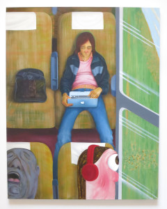 Nicole Eisenmann, Weeks on the Train, oil on canvas, 82 x 65 inches, 2015.