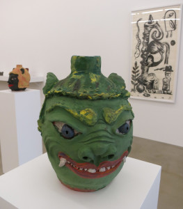Kirk Magnus, Green Guardian, earthenware and colored slips and glazes, 16 ½ x 13 x 13 ½ inches, 2008.