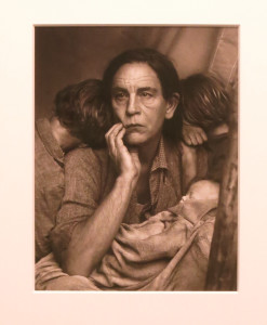 Sandro Miller, Dorothea Lange/Migrant Mother, Nipomo, California (1936), archival pigment print, 12 x 9 inches, 2014.