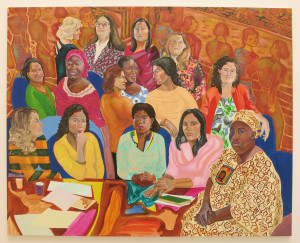 Aliza Nisenbaum, MOIA’s NYC Womens Cabinet, oil on linen, 68 x 85 inches, 2016.