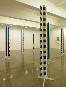 Nicole Wermers, installation view of ‘Vertical Awnings’ at Tanya Bonakdar Gallery, June 2016.