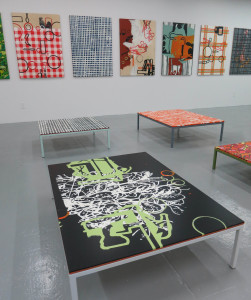 Richard Woods, installation view of ‘Work Tables’ at Friedman Benda Project Space, June 2016.