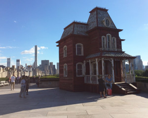 Cornelia Parker, installation view of ‘Transitional Object (PsychoBarn)’ at the Metropolitan Museum of Art, Roof Garden Commission, through Oct 31st.