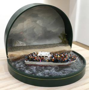 Curtis Talwst Santiago, Deluge VII, mixed media diorama in reclaimed jewelry box, 6 x 4 x 4 ½ inches, 2016.