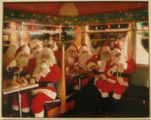 Neal Slavin, Bingo and Buddies Santa Clauses, Silver Spring, MD, 19 x 24 inch digital chromogenic print, 1987.