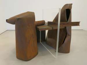 Anthony Caro, Sackbut, steel and clear Perspex, steel rusted and waxed, 48 x 70 x 46 inches, 2011/2012.
