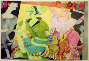 Gladys Nilsson, Not Easily Pared, watercolor on paper, 40 x 60 inches, 1987.