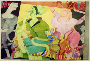 Gladys Nilsson, Not Easily Pared, watercolor on paper, 40 x 60 inches, 1987.