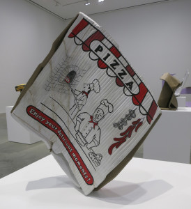 Matt Johnson, Untitled (Small Pizza Box), carved wood and paint, 17 ½ x 14 ½ x 7 inches, 2016.